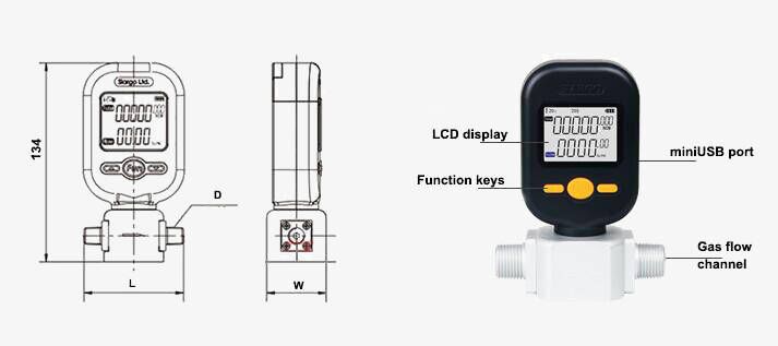 Digital gas flow meter dimension